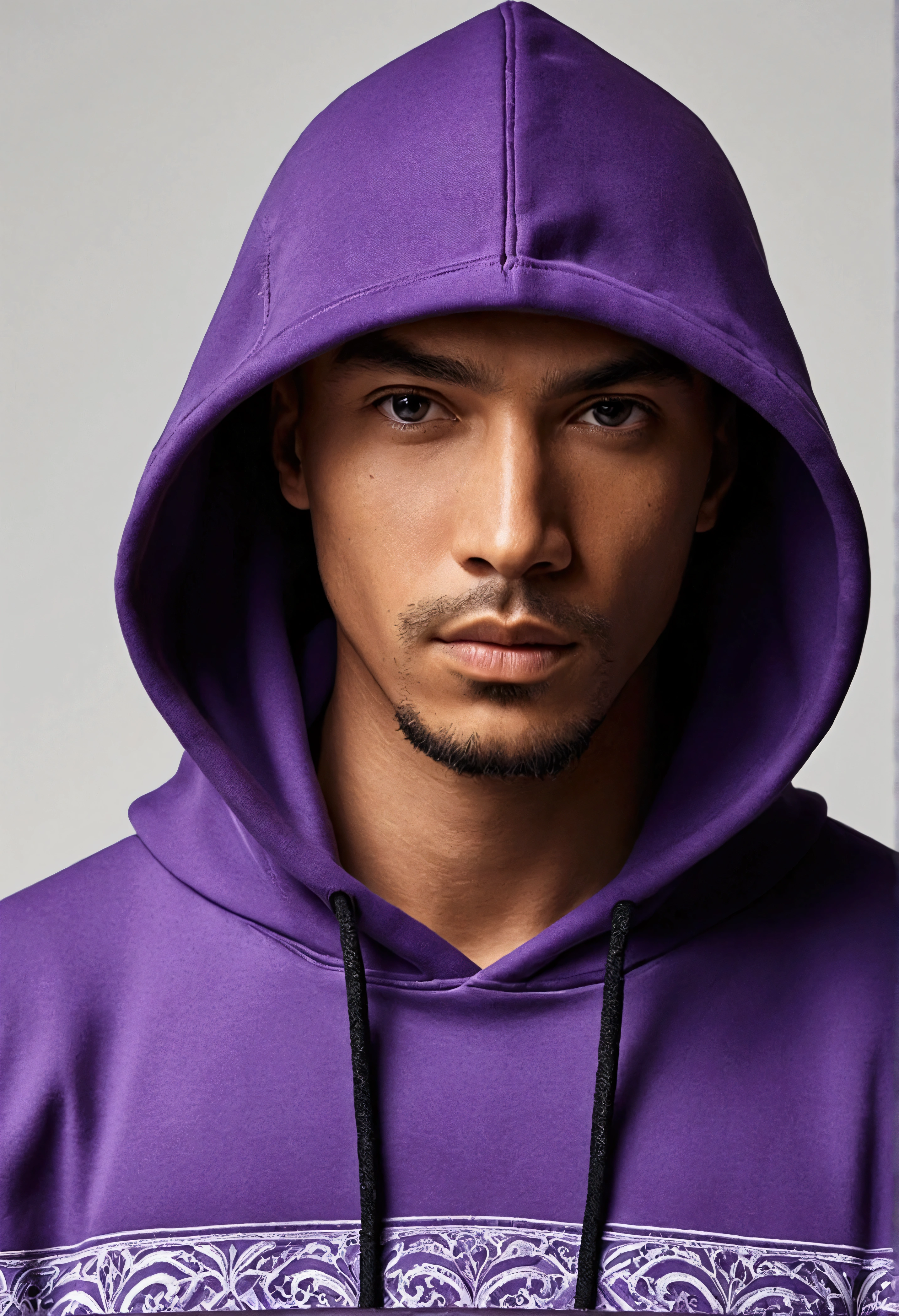 Man wearing a purple hoodie
