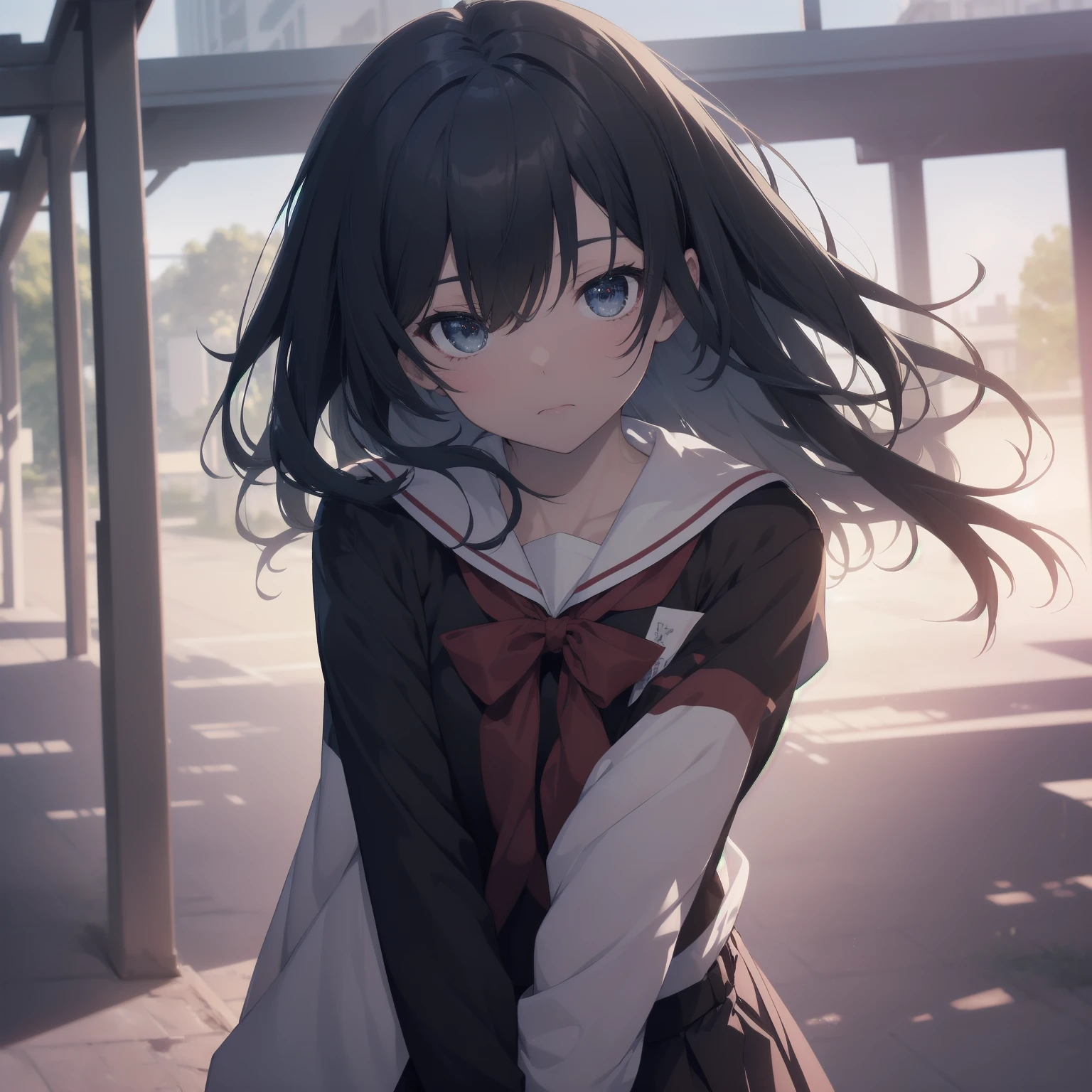ultra-absurdres-Top quality by artist God, ultra-detailed, high resolution, anime moe artstyle, best anime 8k konachan wallpaper, pixiv contest winner, pool:2810, perfect anatomy,break, 1girl, (Please draw a girl walking sleepily to school alone. )break,(Solo,little female, 13-year-old:1.3),Full limbs, complete fingers,a junior high school student, (very short hair), short cut, flat chest, , small butt, small black eyes, beautiful detailed eyes, well-proportioned iris and pupils, expressive eyes, highres detailed hair, soft expression, salor school_uniform, sailor collar, serahuku, bow, pleated skirt,(Detailed Lighting), (Detailed background), in the School commute route. break,super detailed skin, Best cinematic lighting powered by famous artist, 8k,beauty illustration,photoshop_(medium),very aesthetic,break,((artist:zen_(kamuro) )), artist:clamp ,artist:carnelian ,artist:kantoku ,