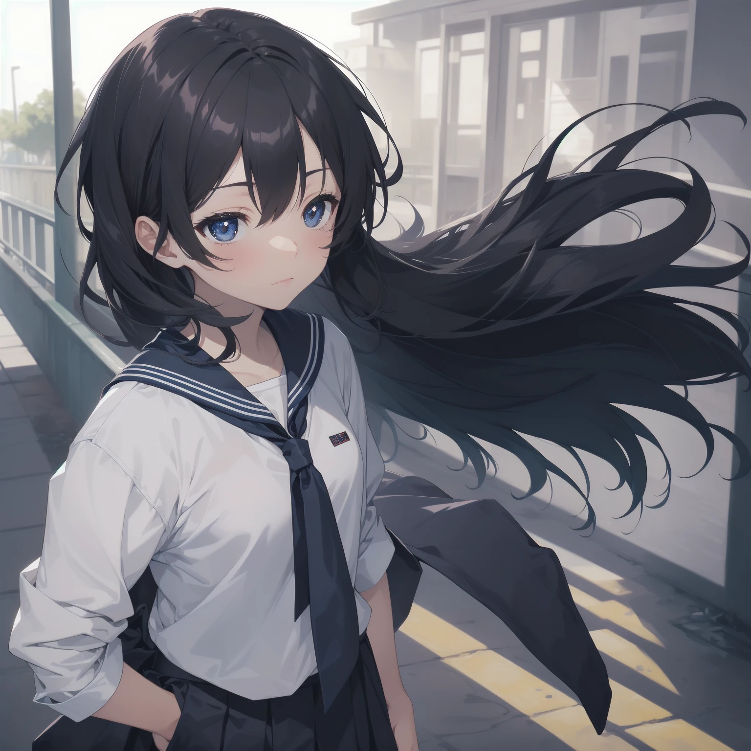 ultra-absurdres-Top quality by artist God, ultra-detailed, high resolution, anime moe artstyle, best anime 8k konachan wallpaper, pixiv contest winner, pool:2810, perfect anatomy,break, 1girl, (Please draw a girl walking sleepily to school alone. )break,(Solo,little female, 13-year-old:1.3),Full limbs, complete fingers,a junior high school student, (very short hair), short cut, flat chest, , small butt, small black eyes, beautiful detailed eyes, well-proportioned iris and pupils, expressive eyes, highres detailed hair, soft expression, salor school_uniform, sailor collar, serahuku, bow, pleated skirt,(Detailed Lighting), (Detailed background), in the School commute route. break,super detailed skin, Best cinematic lighting powered by famous artist, 8k,beauty illustration,photoshop_(medium),very aesthetic,break,((artist:zen_(kamuro) )), artist:clamp ,artist:carnelian ,artist:kantoku ,
