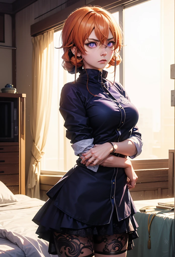 erinanakiri, erina nakiri, long hair, orange hair, (purple eyes:1.1), hair between eyes, frown, angry,
BREAK (masterpiece:1.2), best quality, high resolution, unity 8k wallpaper, (illustration:0.8), (beautiful detailed eyes:1.6), extremely detailed face, perfect lighting, extremely detailed CG, (perfect hands, perfect anatomy),