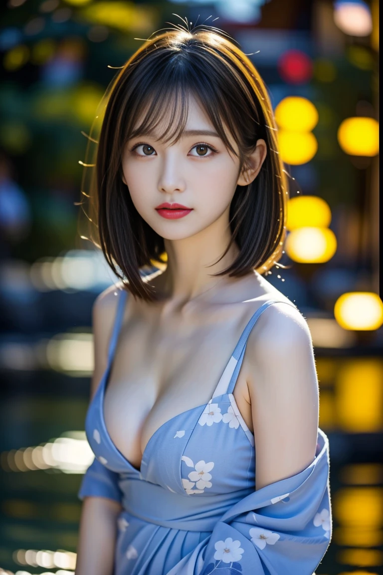 "Voluptuous Japanese traditional beauty, 27 years old, height 160cm, classic curves
(95-62-92 cm), full F-cup breasts, slender 62cm waist, ample 92cm hips, smooth pale
skin like white jade (RGB: 248, 245, 240), oval face with gentle features, soft
almond-shaped eyes (deep brown, RGB: 45, 30, 15) with single eyelids, small
straight nose, small mouth with naturally red lips (RGB: 212, 98, 95), long straight
black hair reaching lower back, currently in a loose bun with a few strands framing
face, no makeup showcasing natural beauty, wearing a light blue (RGB: 202, 225,
255) yukata with white cherry blossom pattern, yukata slightly open revealing
décolletage and a glimpse of thigh, red obi sash accentuating waist, relaxing in an
outdoor onsen (hot spring) surrounded by large rocks and Japanese maple trees,
steam rising from hot water, soft mood lighting from paper lanterns, night sky with full
moon visible, sensual but tasteful composition emphasizing natural beauty and
serenity, shot with Leica Q2 full-frame compact camera, 28mm f/1.7 Summilux lens,
ISO 3200, 1/30 sec, 47MP resolution, focus on serene expression and subtle skin
tones through steam--ar 3:4--q 2--s 900--v 6.0--style raw"