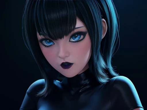 Girl ,full body 1.2 slim and seductive posing sexy, exposed in closeup and detailed perfect with gothic makeup voluminous lips blue eyes