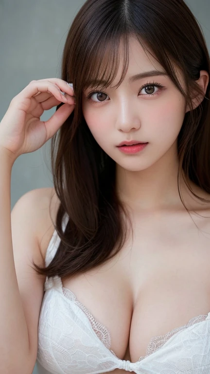 ((Highest quality))、((Very detailed))、(RAW Photos:1.2)、(High resolution detailed face and eyes:1.4)、(Huge breasts)、(Random gravure idol poses)、20-year-old、Japanese Supermodel、Striptease、Undressing