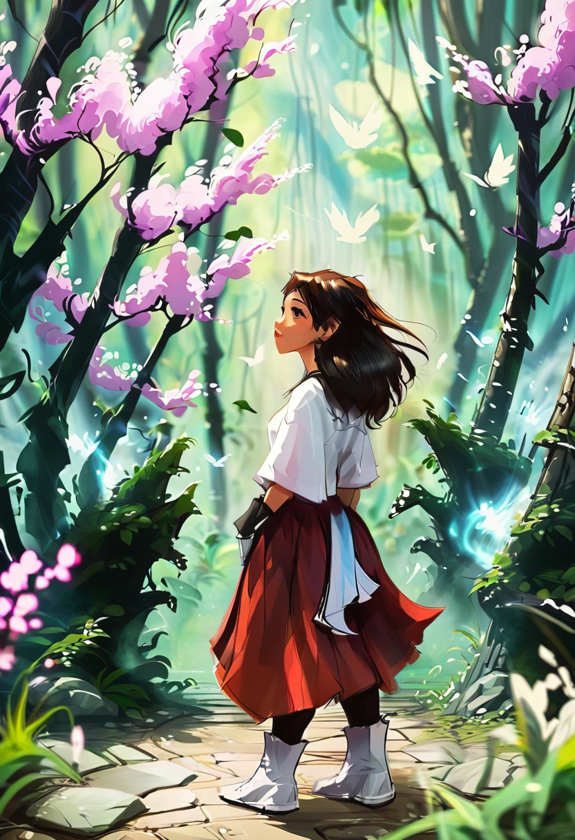 A young techno-mage, Usrican, incoming, Gunz N Butterz, a lot of people, concept art, Enchanted forest, tifa lockhart