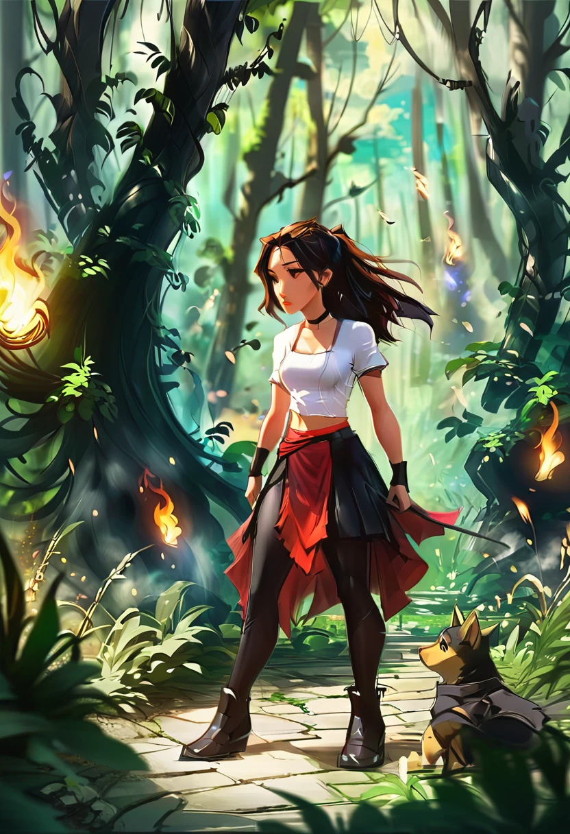 A young techno-mage, Usrican, incoming, Gunz N Butterz, a lot of people, concept art, Enchanted forest, tifa lockhart