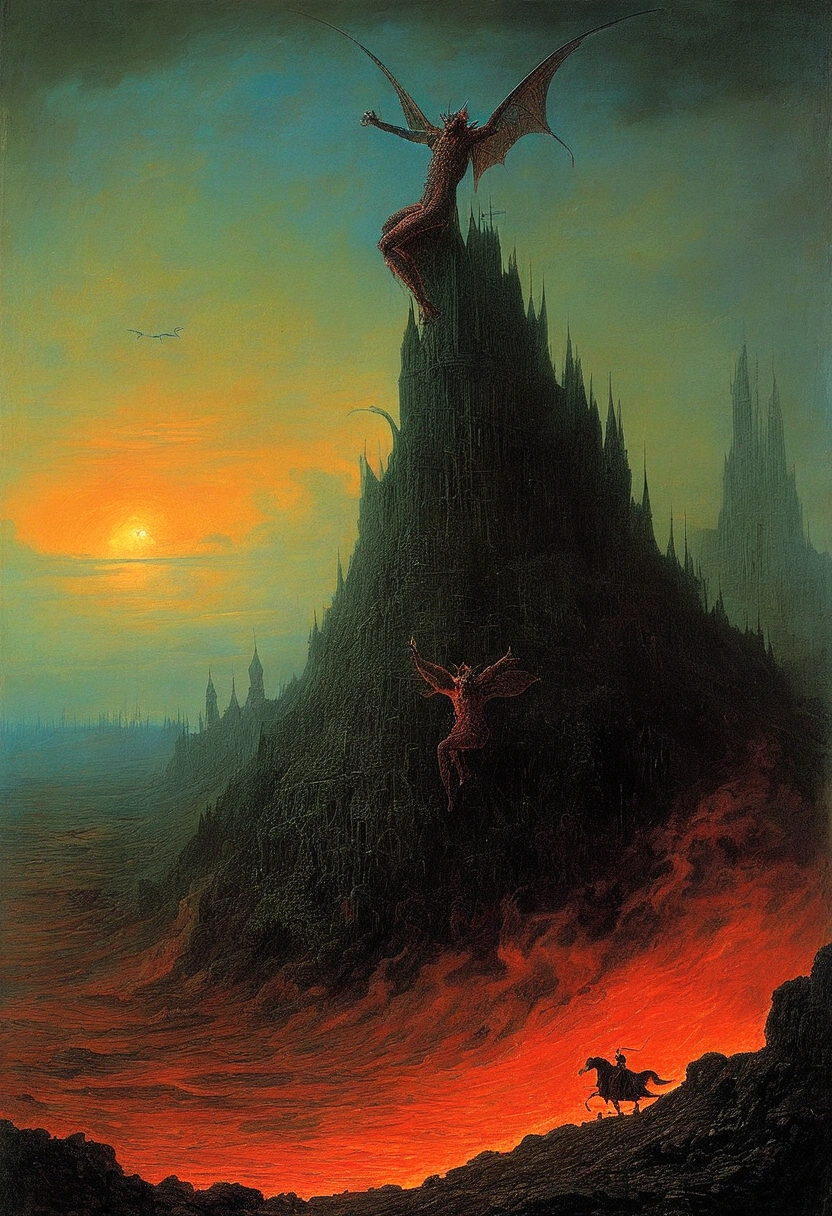 Mythical creatures, author:Zdzislaw Beksiński、devil、Holy War