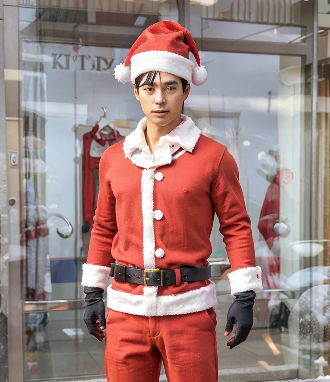 1 men, japan, Christmas clothes, Christmas hat, human, realistic detail