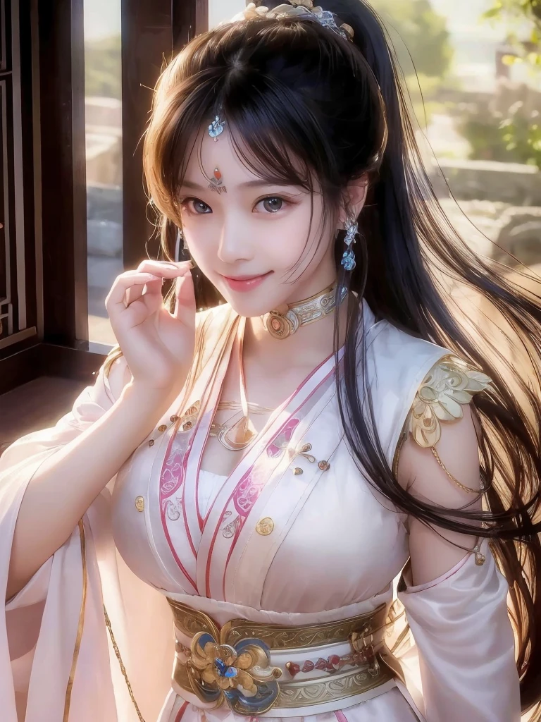 1 girl, High resolution, long hair, individual, Chest, Smile, jewelry, 