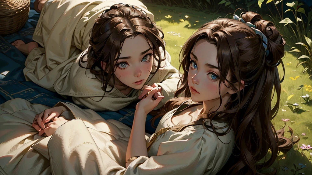 One, ((masterpiece)),((a high resolution)),((Best quality)), Very good and beautiful, super lovely illustration, (Realistic skin), (Insanely detailed anime eyes), mature, bright and beautiful, I look at the viewer, (linen loose peasant tunic, long skirt), tramp, peasant, lowborn, tramp, passenger, (medieval), ((Brown hair)), (((female))), cinema lighting, hair tied up in a bun, sloppy, perfect shadow, realistic Dark lighting, (Dark), shaded, long shadows, medieval scenery, costs