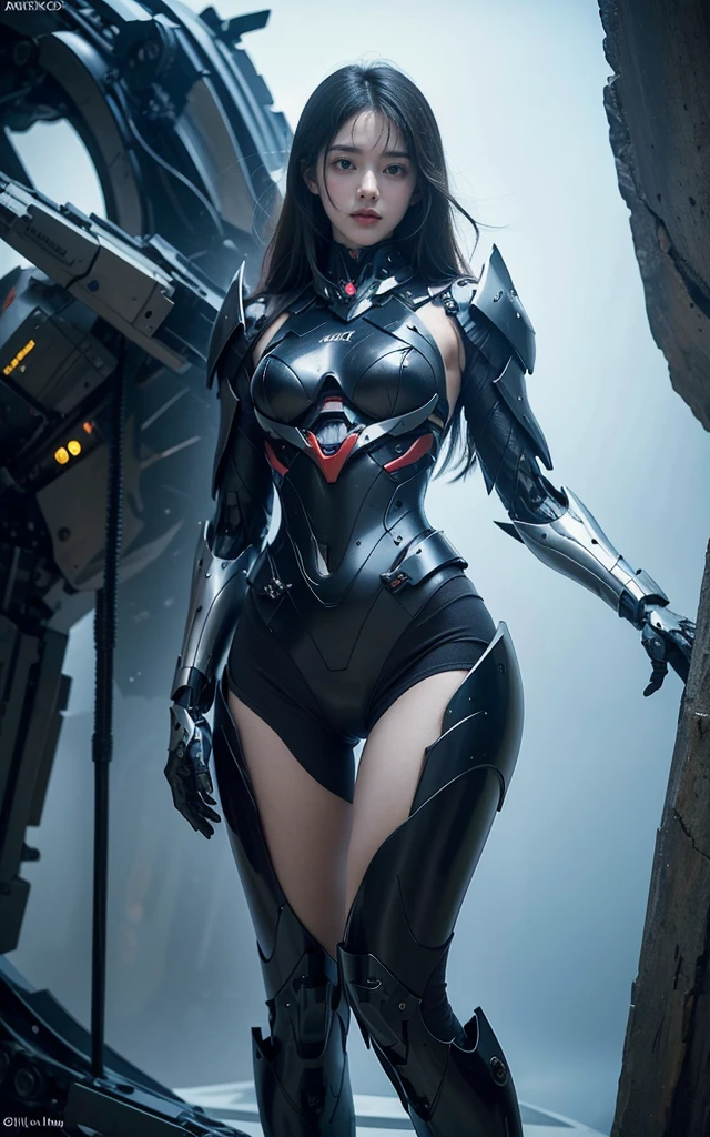 (masterpiece), (best quality), 8K ultra-high resolution, High-resolution details, 18 years old Korean girl, Solitary, beautiful girl,Delicate face,Sexy嘴唇, girl in Mecha armor, Sci-fi cool armor, Extremely detailed armor, Futuristic, Surface light, Hard Lighting, Cool pose, Complex mecha, Mecha, Standing, whole body, Sexy