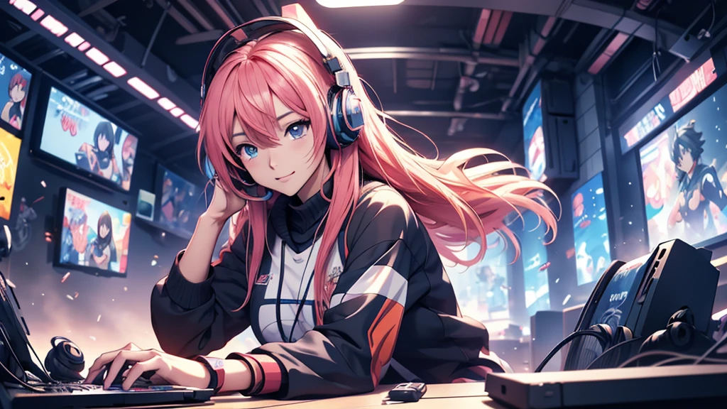 Woman wearing headphones, Anime Style 4 k, anime wallpaper 4k, anime wallpaper 4k, 4k anime wallpaper, anime art wallpaper 4k, anime art wallpaper 4k, Anime Style. 8k, Anime atmosphere, , Ultra HD Anime Wallpaper, Anime Art Wallpaper 8K, Anime Background,landscape、record、DJing
