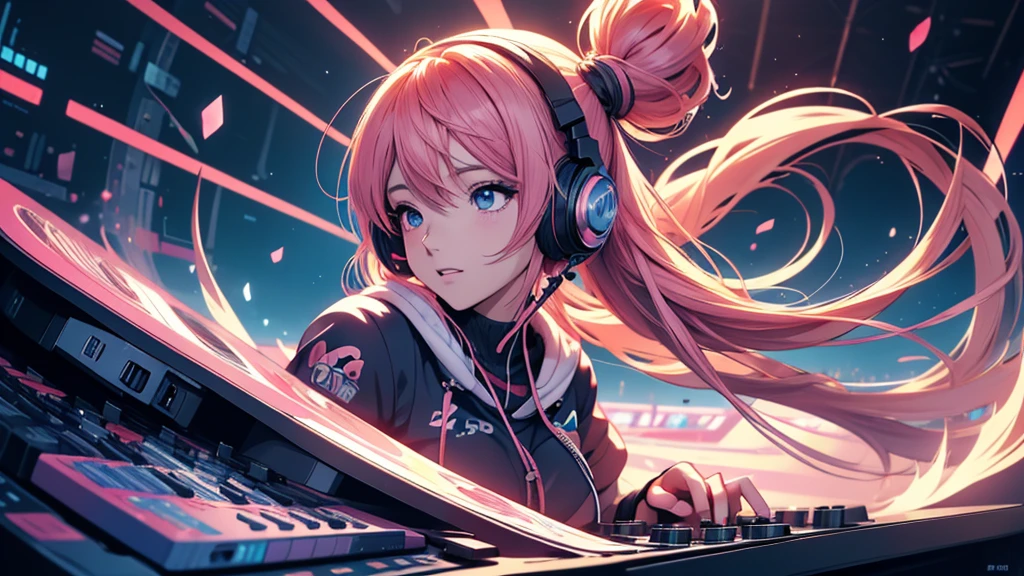 Woman wearing headphones, Anime Style 4 k, anime wallpaper 4k, anime wallpaper 4k, 4k anime wallpaper, anime art wallpaper 4k, anime art wallpaper 4k, Anime Style. 8k, Anime atmosphere, , Ultra HD Anime Wallpaper, Anime Art Wallpaper 8K, Anime Background,landscape、record、DJing