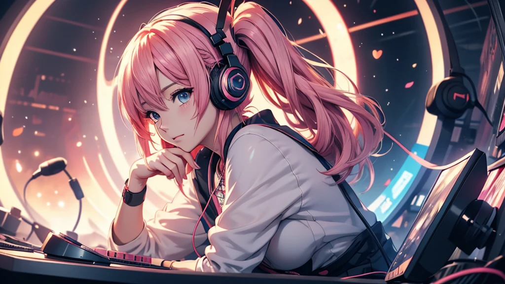 Woman wearing headphones, Anime Style 4 k, anime wallpaper 4k, anime wallpaper 4k, 4k anime wallpaper, anime art wallpaper 4k, anime art wallpaper 4k, Anime Style. 8k, Anime atmosphere, , Ultra HD Anime Wallpaper, Anime Art Wallpaper 8K, Anime Background,landscape、record、DJing