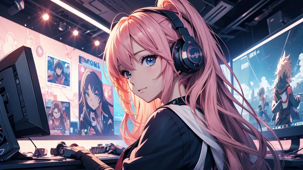 Woman wearing headphones, Anime Style 4 k, anime wallpaper 4k, anime wallpaper 4k, 4k anime wallpaper, anime art wallpaper 4k, anime art wallpaper 4k, Anime Style. 8k, Anime atmosphere, , Ultra HD Anime Wallpaper, Anime Art Wallpaper 8K, Anime Background,landscape、record、DJing