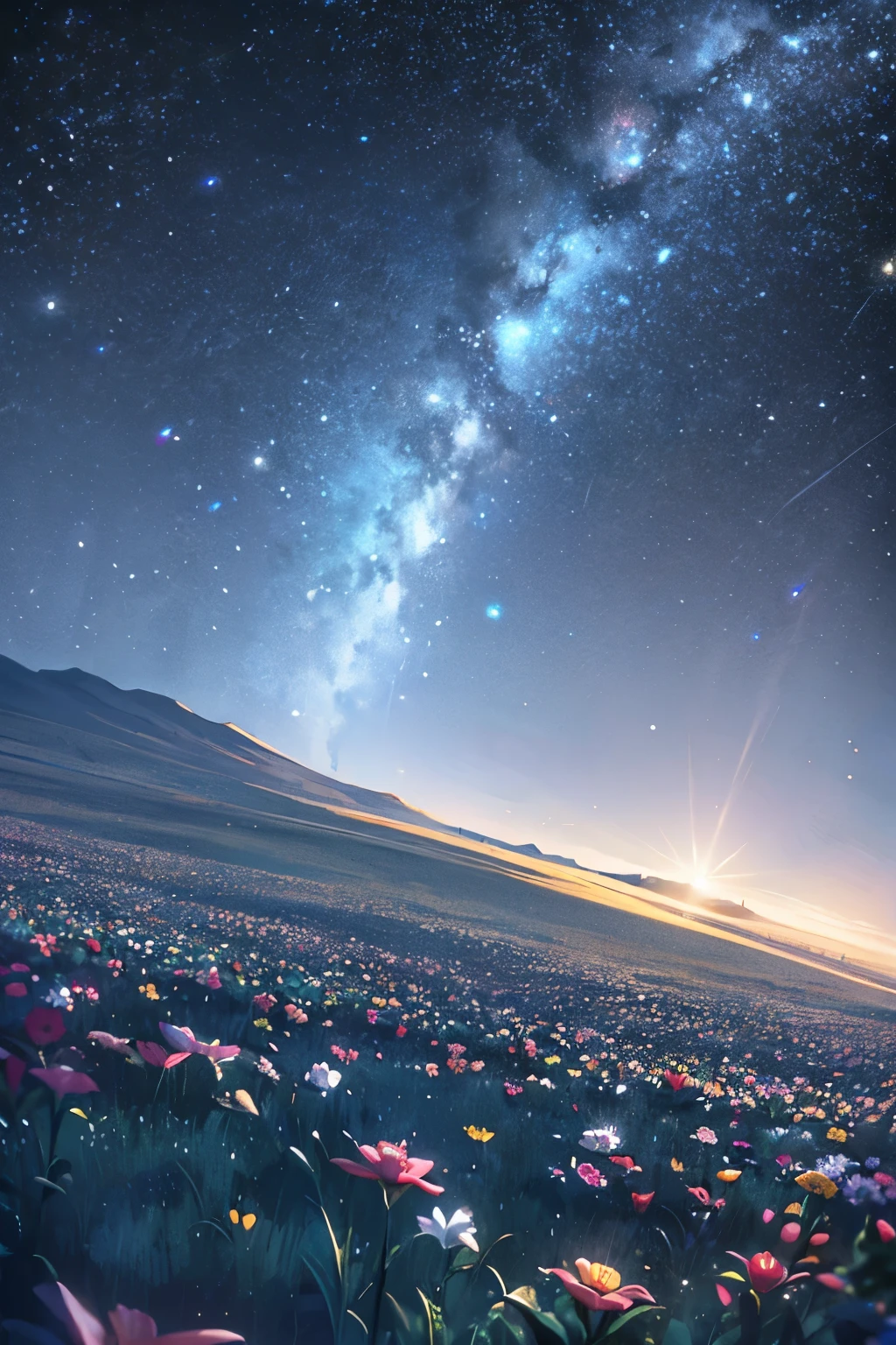 Ultra Wide Angle, Satellite Imagery, flower　Starry Sky　mysterious　Landscape only