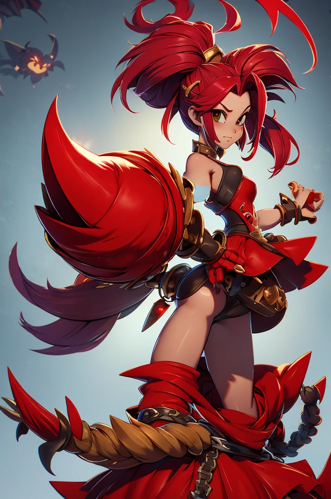 Rayman Legends style tree, character estilo art rayman legends, girl and boy, fully body, viking style, Giant Accessories,Giant Monster, sensuality, red dress