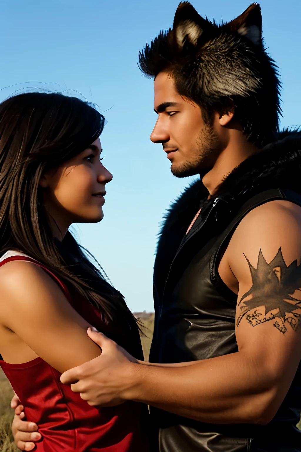a boy and a girl, with wolf theme, a dating site