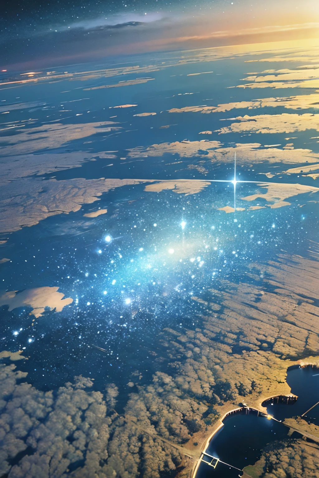 Ultra Wide Angle, Satellite Imagery, flower　Starry Sky　mysterious　Landscape only