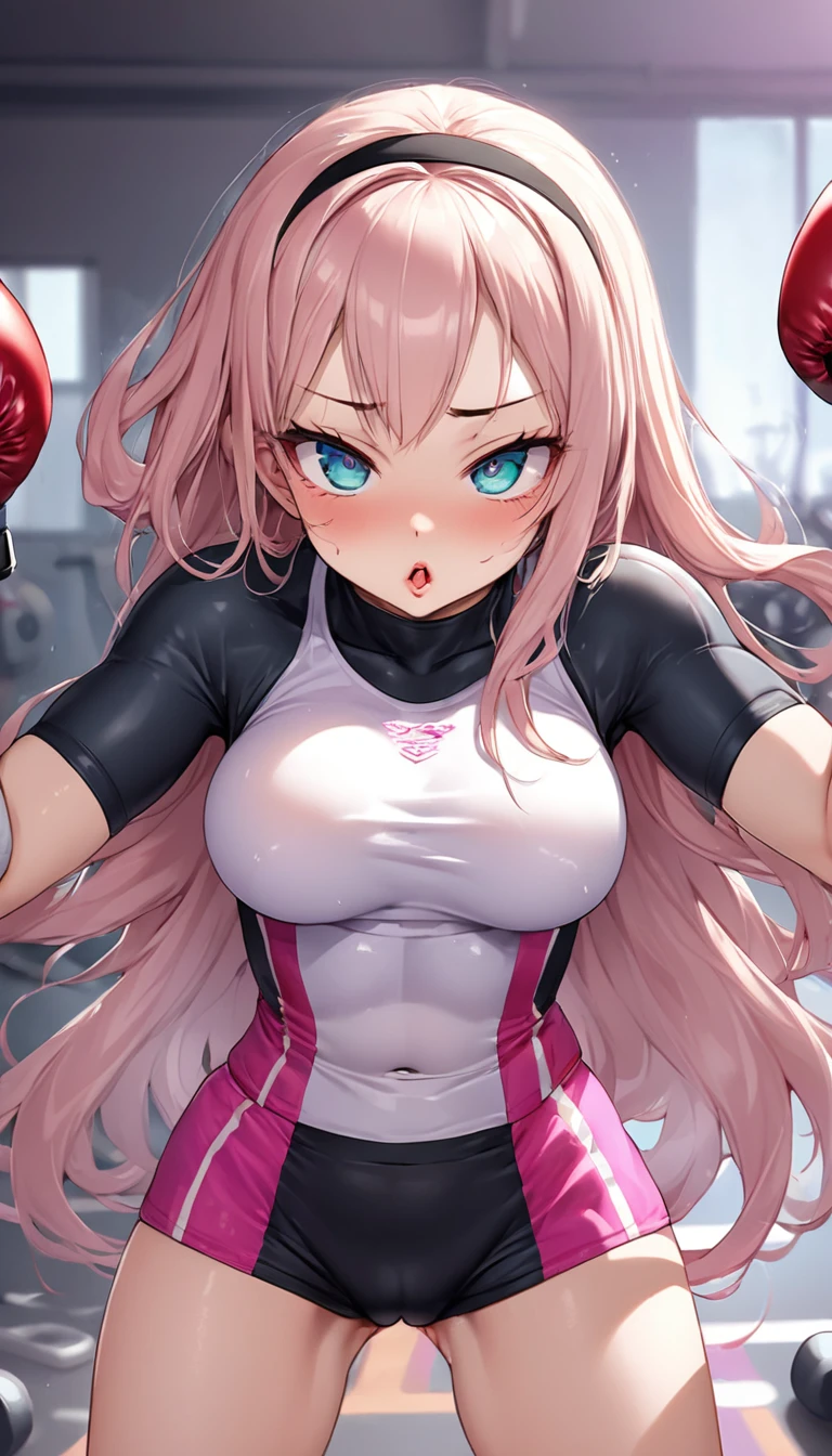 {{{{{16k, nsfw, Her double eyelid, make the eyes bigger through incisions, thicken the lips and make the labia minora look pretty, When she gets her ideal face and body, Tits that get rounder bigger and more supple with each jab her face that gets rounder, When she jabs with all her might the pleasure chemicals flow through her so she does it many times, Her adolescent tits jiggle and grow with each jab and her sporty clothes stretch tremendously, When her need for approval was satisfied she evolved into a sportive cute once-in-a-millennium, She swings and hits him with a full force hook, Her violent personality and domestic violence make her hit me during sex so I make her climax and get crazier and crazier by the number of times she hits me, Her hair and tits bobbing up and down with every jab, Her tight body and pussy, hot pretty clitoris}}}}}, {{{{{a violent jab girl with made-up sportive cuteness, transforming a violent Japanese girl into her facial rank to the SSS rank of top-notch pretty actresses, She's in a romantic gym filled with female hormone steam, her beautiful slender underbust, slender curvy cute waistline, she grew into a girl that she had an lewd fetish for lips and necks and waistlines, her clearer nip line from underbust to hips, Her hair is replaced by a bang sportive glossy medium long hair, The ends of the hair are curled inward and lovely, The growing body is reproduced with thick vivid lips, wearing boxing gloves}}}}},{{Extremely detailed}},{{{{{wearing gloves, cute hairband, Sexually unused body with pure and innocent aura re-formed by hypnotherapy, When the plastic surgery is finished and she gets a dazzling light in her eyes becomes an sportive innocent girl, integrated her head small}}}}}