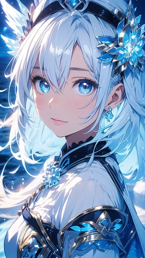 masterpiece,best quality, ultra-detailed, 1girl, beautiful detailed eyes, beautiful detailed glow, detailed ice, beautiful detailed water