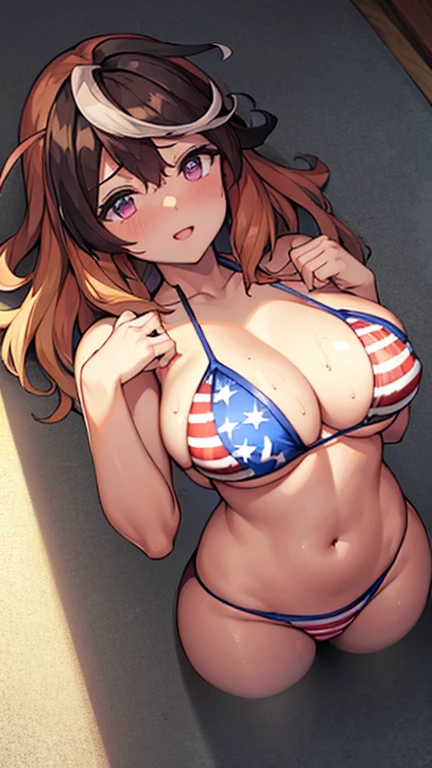 masterpiece,best quality, source anime,
BREAK
gyaru, (tan skin), random hair color,
BREAK
huge breasts, (american flag bikini:1.3), (bikini top undressing :1.3), (bikini bottom aside:1.5),blush cheeks, stomach, poolside, sun, sweat,
BREAK
hetero, (sex:1.8),(vaginal),spread legs,lying,on back,penis,cum in pussy, (focus on girl), nsfw,