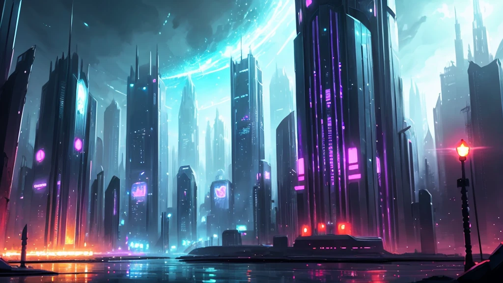 speedpaint, Elemental, mysterious sci-fi metropolis beyond the end of reality 