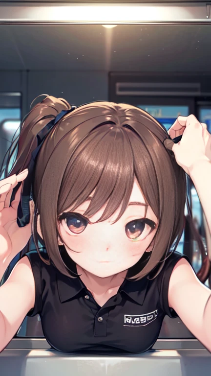 Let’s think step by step,Highest quality, masterpiece, Ultra-high resolution, 8k,Show anime style , One, Soft Line Art, Digital Enhancement, shojo anime touch, shojo manga core, Flowing fabric, close, Soft Drawing, Ultra High Definition Digital Anime Art, Clear facial depiction, Highly detailed girl manga character art, Ultra-detailed manga style, Highest qualityの色,
1 female,24-years-old, Brown haired woman,Short ponytail,Ultra-detailed clear brown eyes,Body type is slightly chubby,Small breasts,The butt is small,
On the train in summer,I'm a little nervous,Sleeveless white summer dress,skirt,(((She stands and grabs the strap.))),(She looks out the window),View from the seat,(((Staring at her armpits))),Angle up to chest