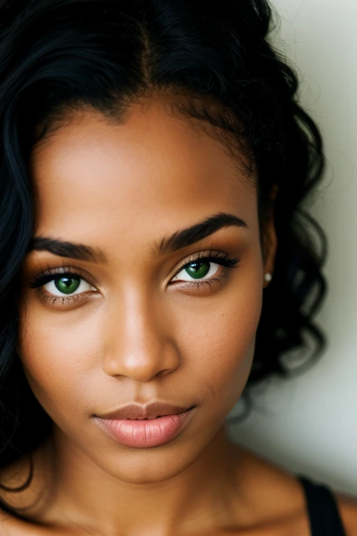 Black woman with green eyes