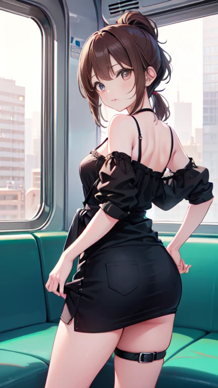 A woman, delicate, perfect, lifting her skirt, showing panties. Ultra quality, ultra realistic, perfect and detailed image.