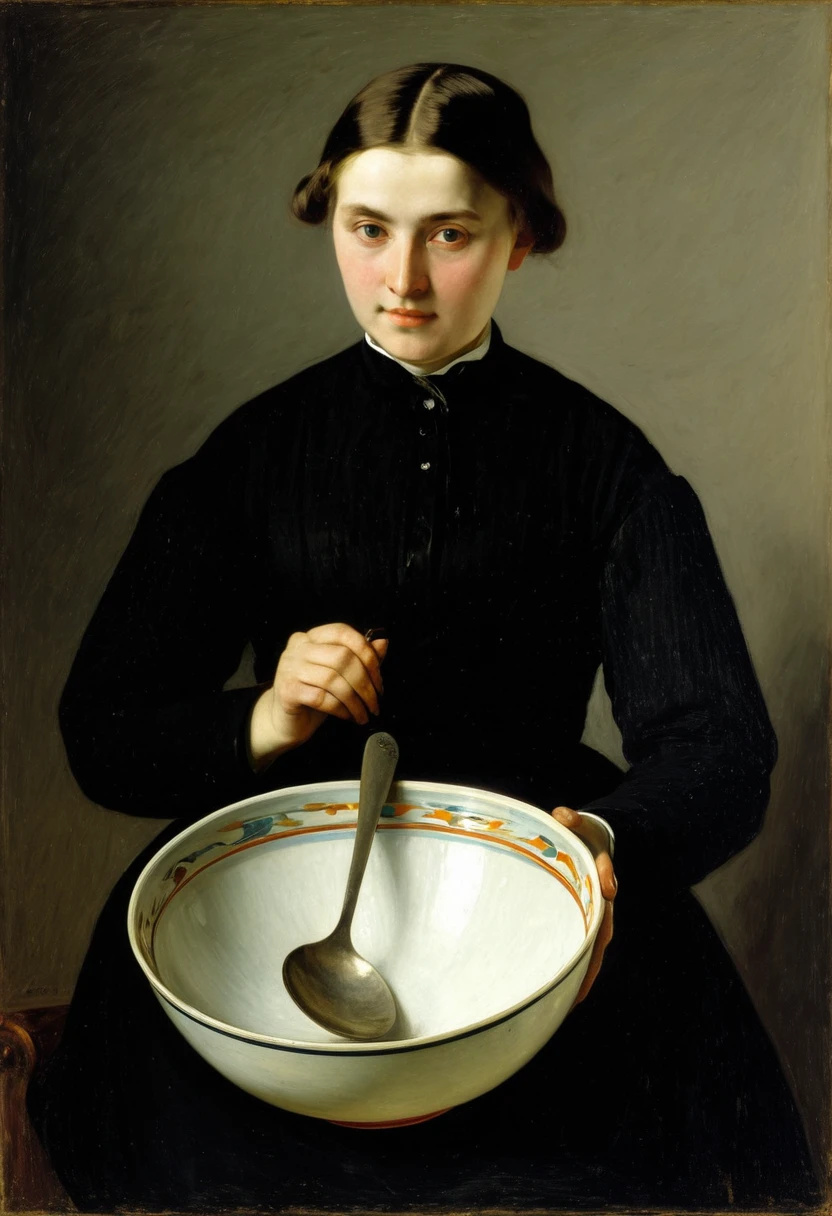 Painting holding a bowl and spoon, Marie Krøyer, by Hariton Platonov, Albert Anker, Albert Anker, Istvan Söni, Vitaly Bugarov, Philip de Laszlo, Hubert von Herkomer, Adolf Hiremi-Hirschl