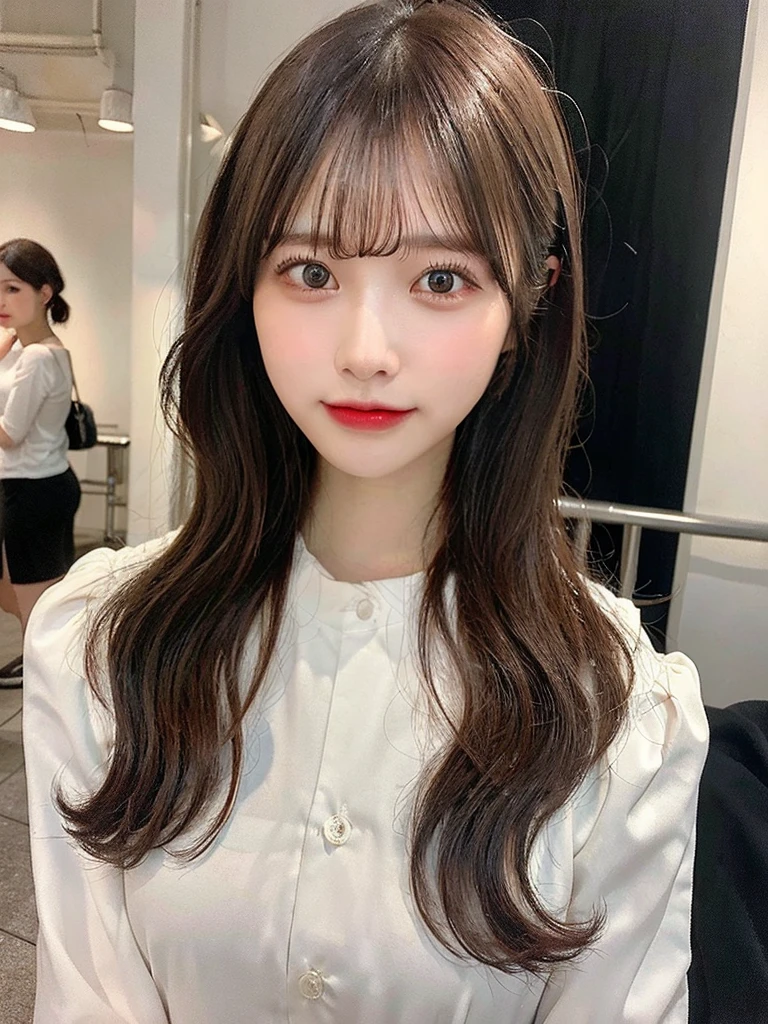 (masterpiece:1.3), (8k, Realistic, RAW Photos, Best image quality: 1.4), 20-year-old girl、(Random Hairstyles:1.2)、Highly detailed face、Attention to detail、double eyelid、Sharp focus:1.2、Beautiful woman:1.4、Light brown hair、Highest quality、masterpiece、Ultra-high resolution、(Realistic:1.4)、Highly detailed and professional lighting、Brown Knight、thin、smile、Long black hair、Deadly position、Beautiful Skin、Random Pause、Shiny Hair、Sculpture model pose、