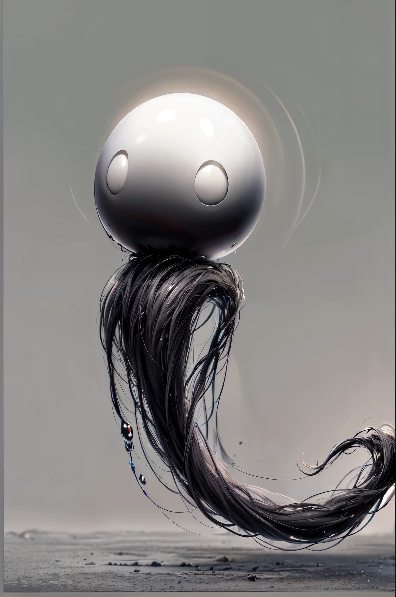 a faceless humanoid creature, no face no nose no eyes no mouth, strange and mysterious creature, black balls floating around the character, creature floating off the ground, white smooth skin, (best quality, 4k, 8k, highres, masterpiece:1.2), ultra-detailed, (realistic, photorealistic, photo-realistic:1.37), dynamic pose, dynamic point of view, overview shot