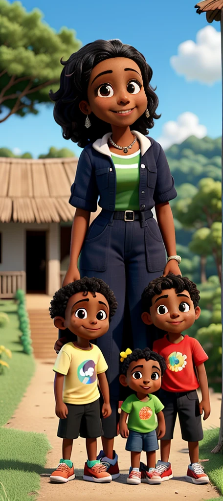 A happy family Negra, com a natureza de fundo