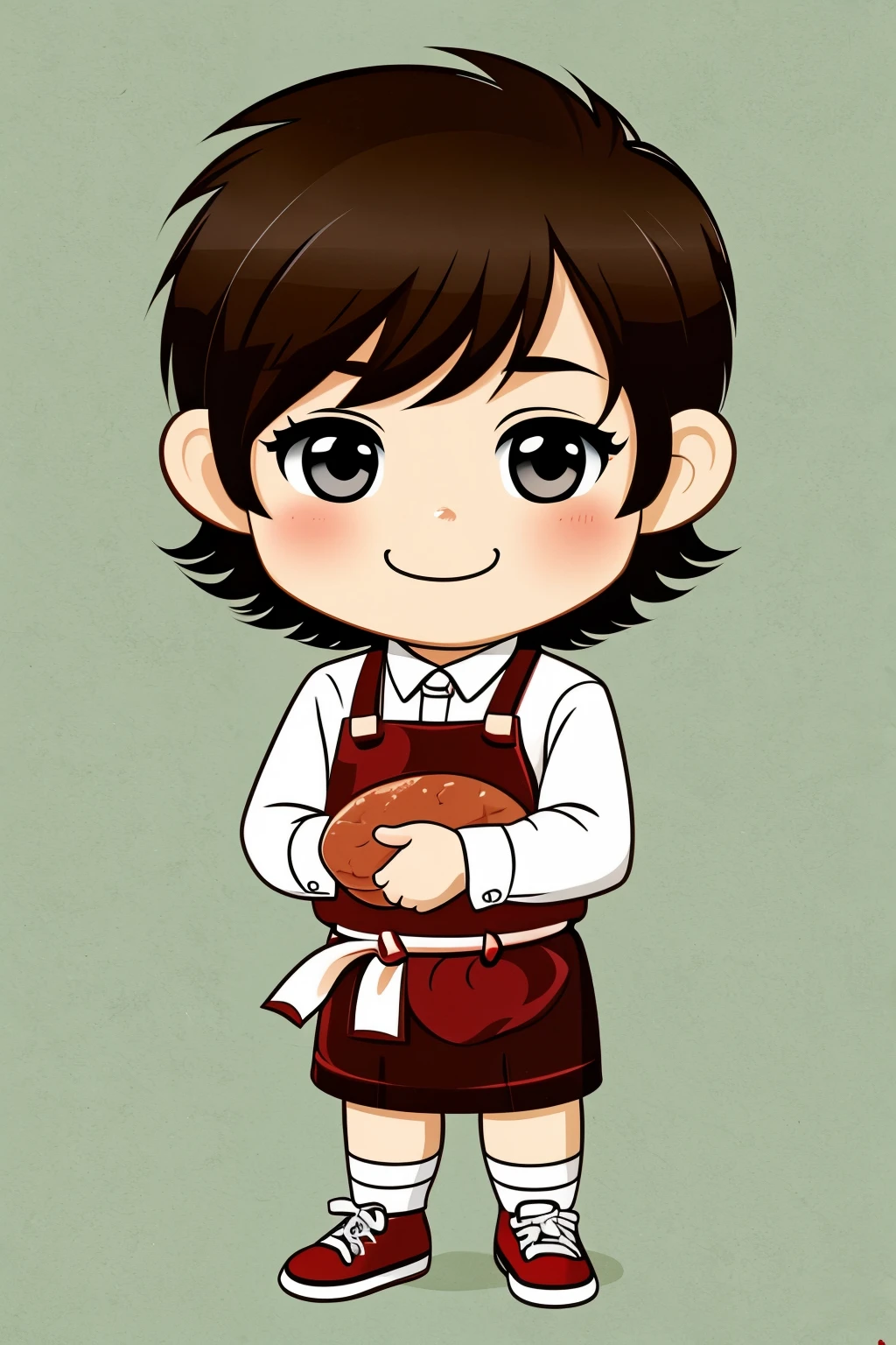 ((best quality)), ((masterpiece)), (detailed), meat and boy cute chibi,