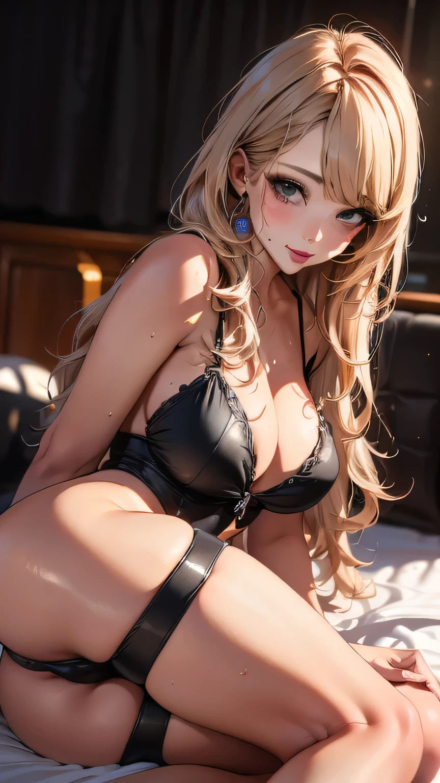 (8k、RAW Photos、Highest quality、masterpiece:1.2)、(Realistic、Realistic:1.37)、Very detailed、Ultra-high resolution、Beautiful and well-proportioned face、ootd、Asian,Gal,model, Dark Blonde Long, Lip gloss(Wet lips),、Sunburned skin,Beautiful and beautiful skin、Professional Lighting、sexy、orgasm