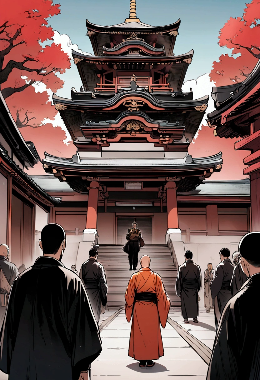Japanese monk、small、Small、Round sunglasses、Hero of Justice、One Punch Man、Japanese Temples