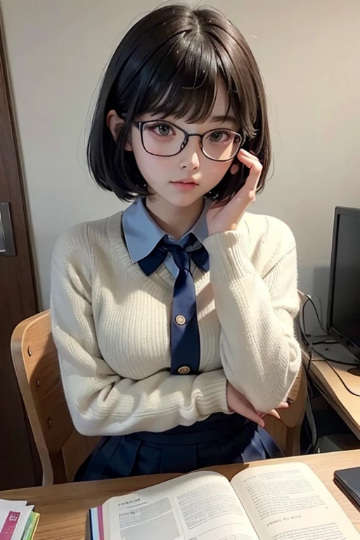 eye glass,a smile,{{Best Quality}}, {{super detailed}},One girl,Downturned eyes,G Cup Breasts,drooping eyes ,Cute girl with black bob cut hairstyle and white marble glowing skin,11 years old,Cute Girl,Oval face shape ,slender,The whole body got wet,Hair got wet,bloodshot eyes,a sultry,Detailed portrait of the perfect lovely girl, slim, Face , Futuristic , Teen, kwak ji young, Dreamy, Black eyes, Cinematic lighting, Innocent, Highly detailed, Sharp Focus, Smooth, art  stations, Convoluted,Ballet dancer ,awardwinning, Pure aura, Anime, Highly detailed CG Unity 8k wallpaper of girl with perfect symmetrical confident face with black mid-cut hairstyle and blushing cheeks , taken by Canon EOS, Sigma Art Lens 28mm f4, ISO 200 Shutter Speed 2000