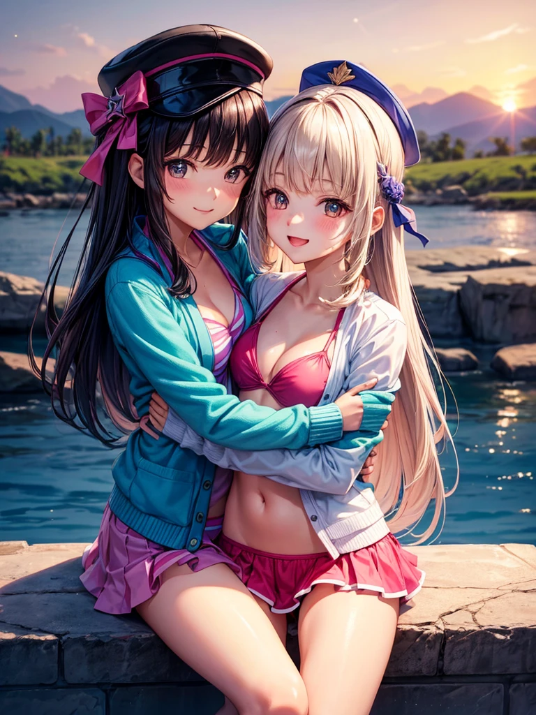 best quality,,smile,blazer,swimsuit,nepal,High-dimensional beautiful girl,Wearing a cap,Multidimensional beautiful girl,複数人のgirlが描かれている,They are hugging each other,New Fashion,New outfit,Absurd,Colorful,Different world,girlの集団,JK,Swimwear,bikini,girl,Sexy and cute,New generation,Evolution of fashion,middle School girlultiple girls are depicted,harem,idol group,starry sky background,photo shoot,long hair,wearing a cardigan,beautiful girlの国,girl's paradise,highest quality,big breasts,leather jacket,happy girl,horny girl,Blue eyes,perfect face,standing position,She has her bangs down,fur jacket,Beautiful eyes,smooth hair,perfect eyes,beautiful girl,Angel Girl,multicolored hair colors,naughty girl,beautiful,High-dimensional beautiful girl,Multidimensional beautiful girl,gathering,Group、,