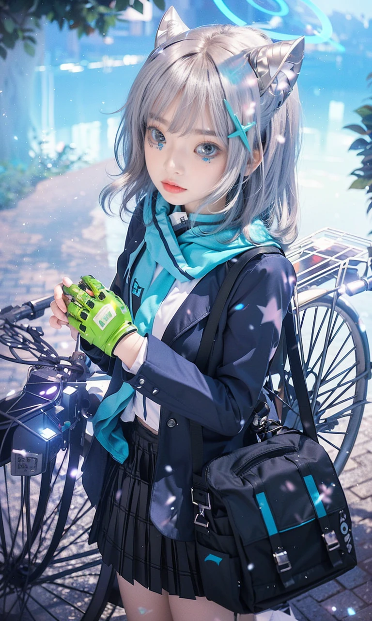 game art,best picture quality,Highest resolution,8k,((A half-length photo)),((portrait)),(rule of thirds),Unreal Engine 5 rendering works, (Future girl),(female warrior), 22-year-old young hacker),(ancient oriental hairstyle),(Beautiful eyes full of details),(big breasts),(eye shadow),Elegant and charming,indifferent,((frown)),(Combat suit full of futuristic technology,The costume combines futuristic power armor and,Clothing is decorated with glittering patterns and emblems),cyberpunk characters,in the style of futuristic, photo poses,city background,lamp,Ray tracing,Game CG,((3D Unreal Engine)),OC rendering reflection pattern