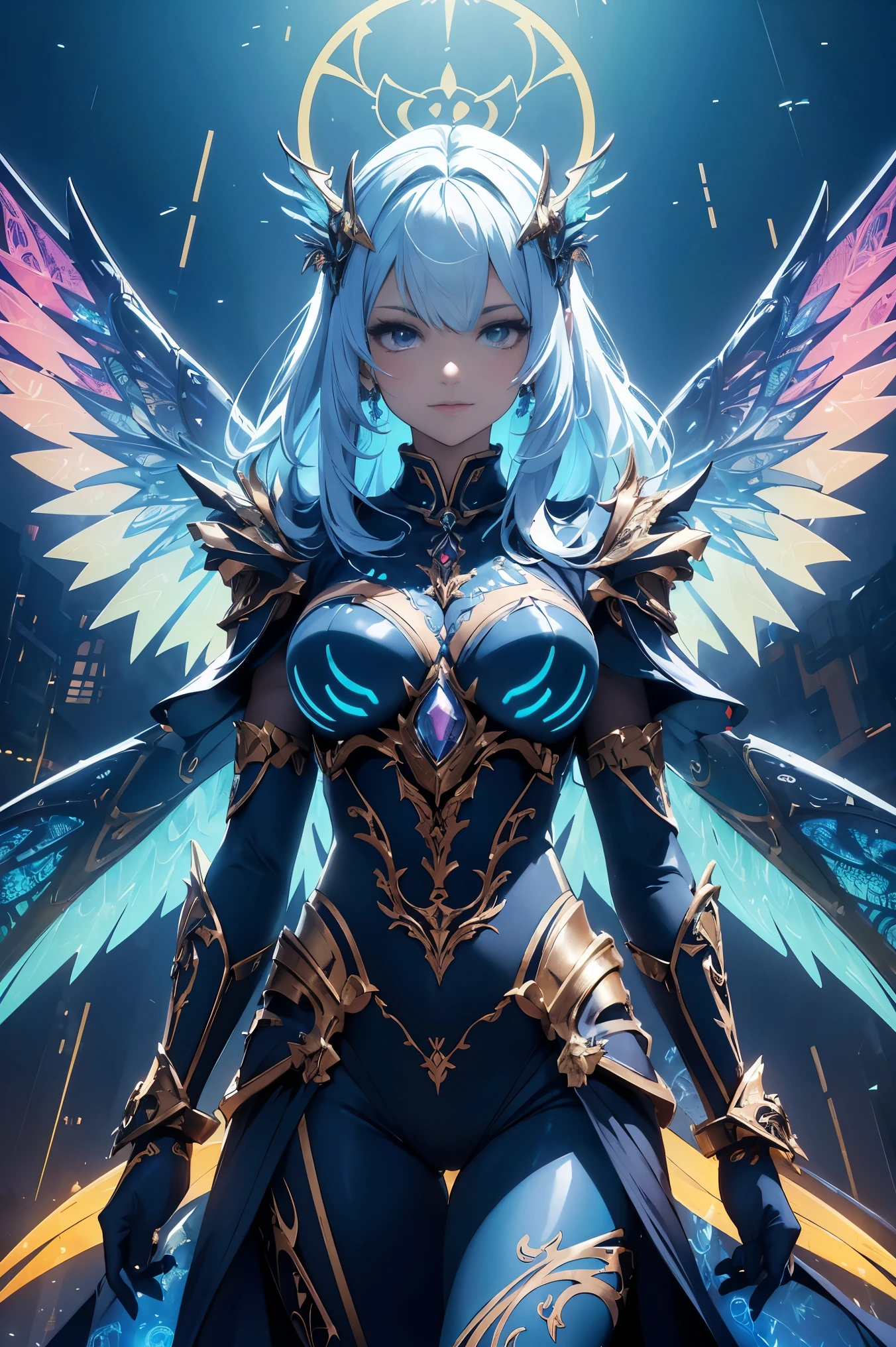 (masterpiece,top-quality,top-quality,Beautifully Aesthetic:1.2),1 female android,extra detailed face,artificially created fairy,hyper quality,super delicate lines,lensflare,((mechanical fairy,machine body,android fairy,symmetrical wings,geometric feather,electronic fairy)),mechanical flower landscape,Machine Eyes,((colourfull:1.5)),Mechanical world,flying though the air,