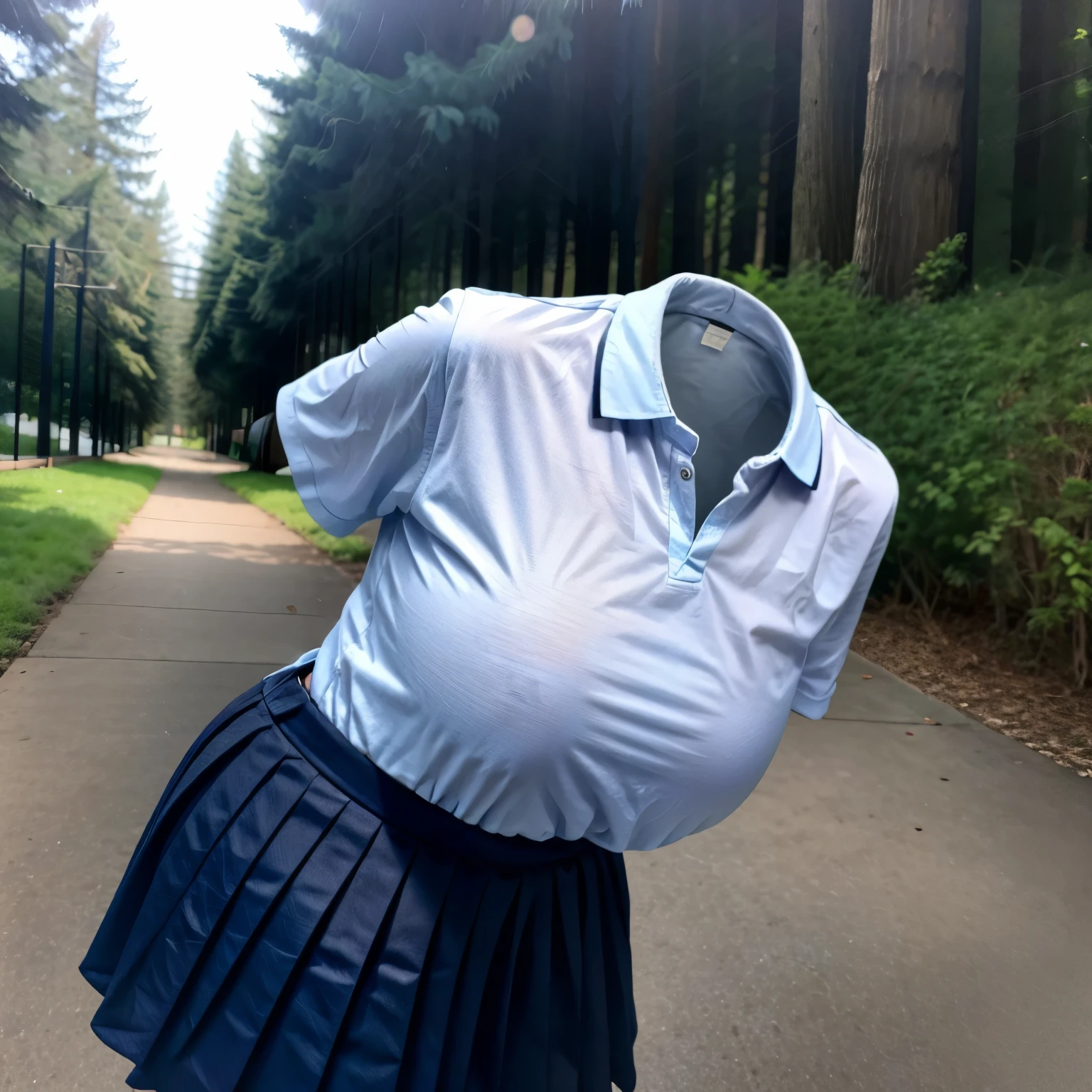 (invisible, no humans:1.7, headless:1.7, handless, legless), skirt, (close-up to breast), cute big breast, fat, chubby,stripe tie,leaning forward,school polo shirt,from side,
(8k, RAW photo, best quality, masterpiece:1.2), (realistic, photo-realistic:1.37),photon mapping, radiosity, ((Hasselblad photography)),physically-based rendering