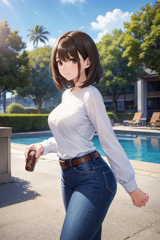 anegasaki nene、Shiny brown hair, short hair, (Beautiful brown eyes、Sparkling eyes, Fine grain)、smile、Ultra-detailed eyes、Highly detailed face, Highly detailed eyes,


Woman in jeans ( Tight jeans ), Jeans Azur,  Red Belt, Shapely thighs, Strong expression, Looking at the camera, Clear Eyes,  Sports Body, Defined muscle structure, Fearless woman, Position of greatness, Whole-body view, Side view of main unit, High quality K image