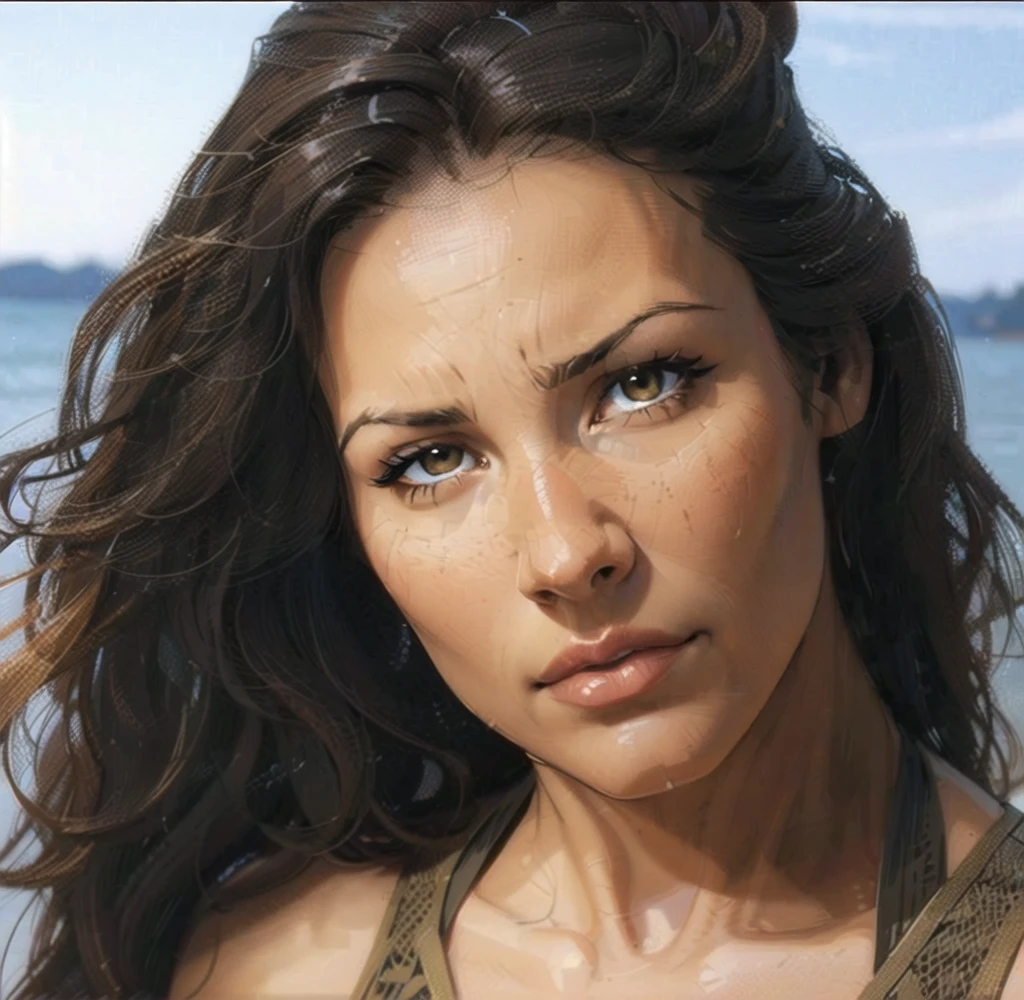 (detailed), comic book style, outline the most defined lines of the face, beautiful woman, (intricate linework:1) outlines, close view at her face, ultra resolution, best quality, high quality, masterpiece, high detailed, 8K, 4K, computer graphics, american comics, best proportions, best anatomy