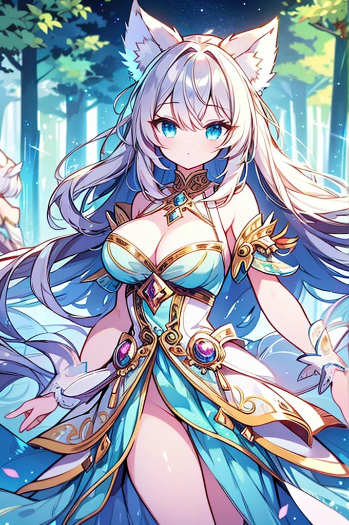 In a mesmerizingly vivid digital anime, a majestic centaur girl of ethereal beauty gallops through a mystical forest. The image captures the creature in breathtaking detail, with shimmering silver fur, flowing mane of iridescent colors, and eyes that sparkle like twinkling stars. The intricate digital painting showcases the centaur's elegant form and graceful movement with stunning realism, evoking a sense of wonder and enchantment. Each pixel is carefully crafted, enhancing the otherworldly and divine essence of this mythical being.