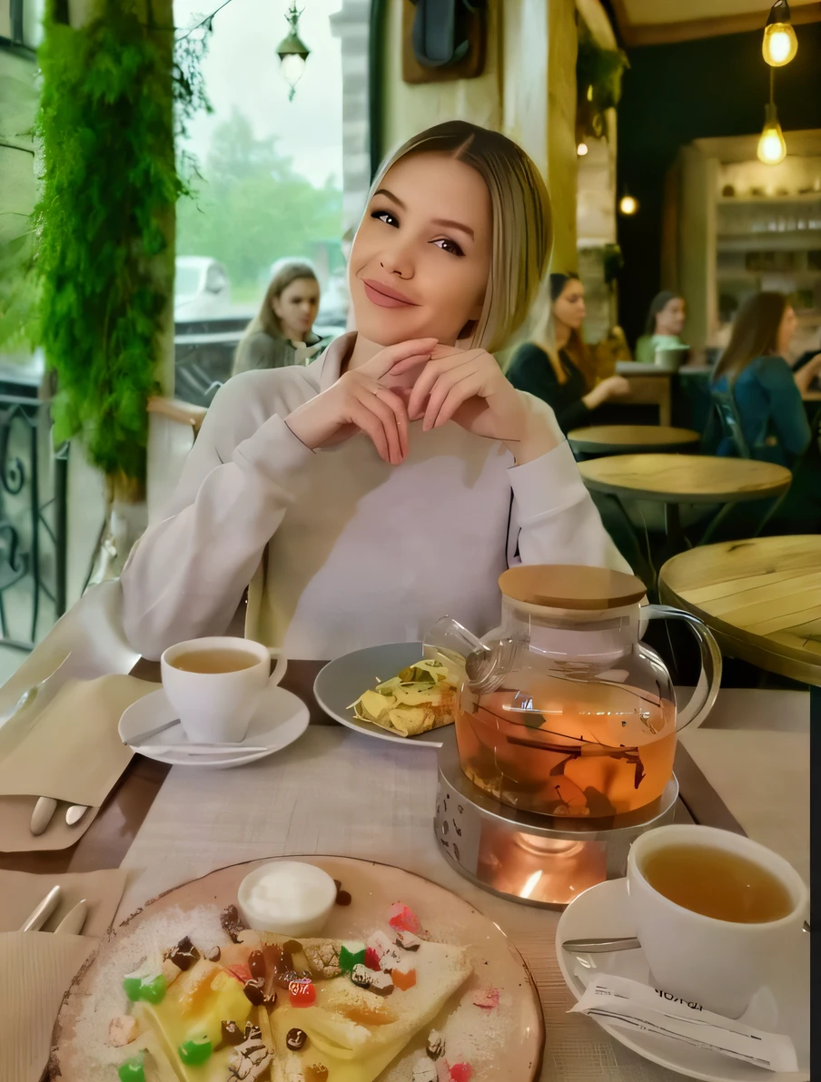 Ukrainian beauty in cafe