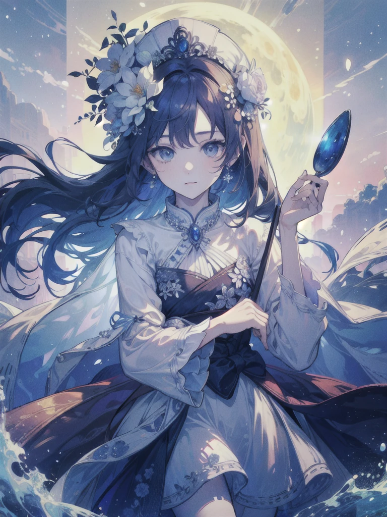 ((best quality)), ((masterpiece)) Moon, Luna, Goddess, Flower