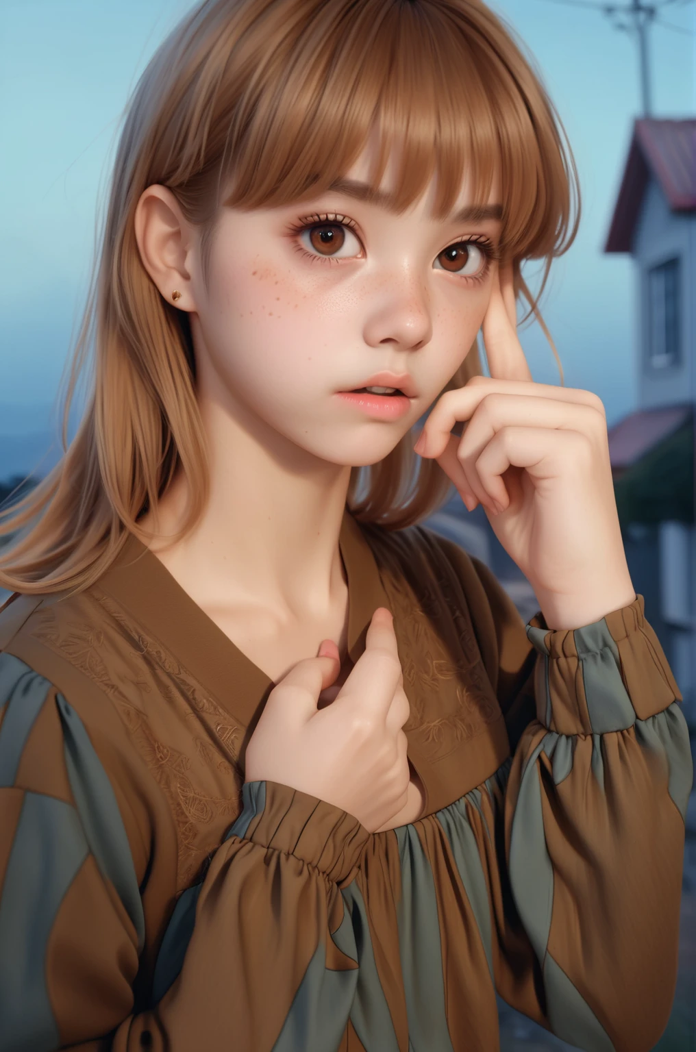 Real photo, short hair, ((Collegiate style, kawaii colorful bracelets, kawaii infantile)), She has light Brown hair, dress kawaii, kawaii 's fashion ,kawaii fashion, kawaii Small blouse, She's in the poor house, detailed skin, (authentic image), stylish clothing, pronounced shadows, cinematic take, expressive lighting, beautiful, sculptural details, high resolution, (realistic image), vivid texture, visual journey, (raw image), sharp clarity, by Lee Jeffries, Nikon D850 camera, film stock photograph, Kodak Portra 400 film, f1.6 lens, rich colors, hyper-realistic texture, dramatic lighting, Unreal Engine, trending on ArtStation, Cinestill 800, an aperture of f/5.6, a shutter speed of 1/500s and an ISO sensitivity of 400, in a realistic and detailed style, professional macro photography, attractive, soft and diffused lighting, amazing depth of field, shot from a low angle, filmed with Lumix GH5 (cinematic bokeh, dynamic range, vibrant colors),(Foto cinematográfica: 1.3) de (Realmente: 1.3), (confortável: 1.3) linda  de , (difícil messy bun of light brown hair), высокодеталdeированная текстура кожи, magrelo shoulders, Textura realista кожи, olha direto para a câmera, (olha para o espectador), beicinho, pastel, brilhar, dramático, sonhadores, jardim de flores pastel, afinar, magrelo, gentil, Высокая деталdeация, difícil, pintura digital, Fantasia Tema,magrelo , barriga nua, arte conceitual de fantasia , personagens de fantasia, Linda adolescente, corpo perfeito, foto completa altamente detalhada, sonhadores, pastel, aquarela, estranho, gentil, textura altamente detalhada, Textura realista, pintura digital, высокодеталdeированная фотография (art deco: 1.3), (Фотореалdeм: 1.3), (Классический реалdeм: 1.3), (Fujifilm Superia: 1.3), natural, Luz dourada da hora