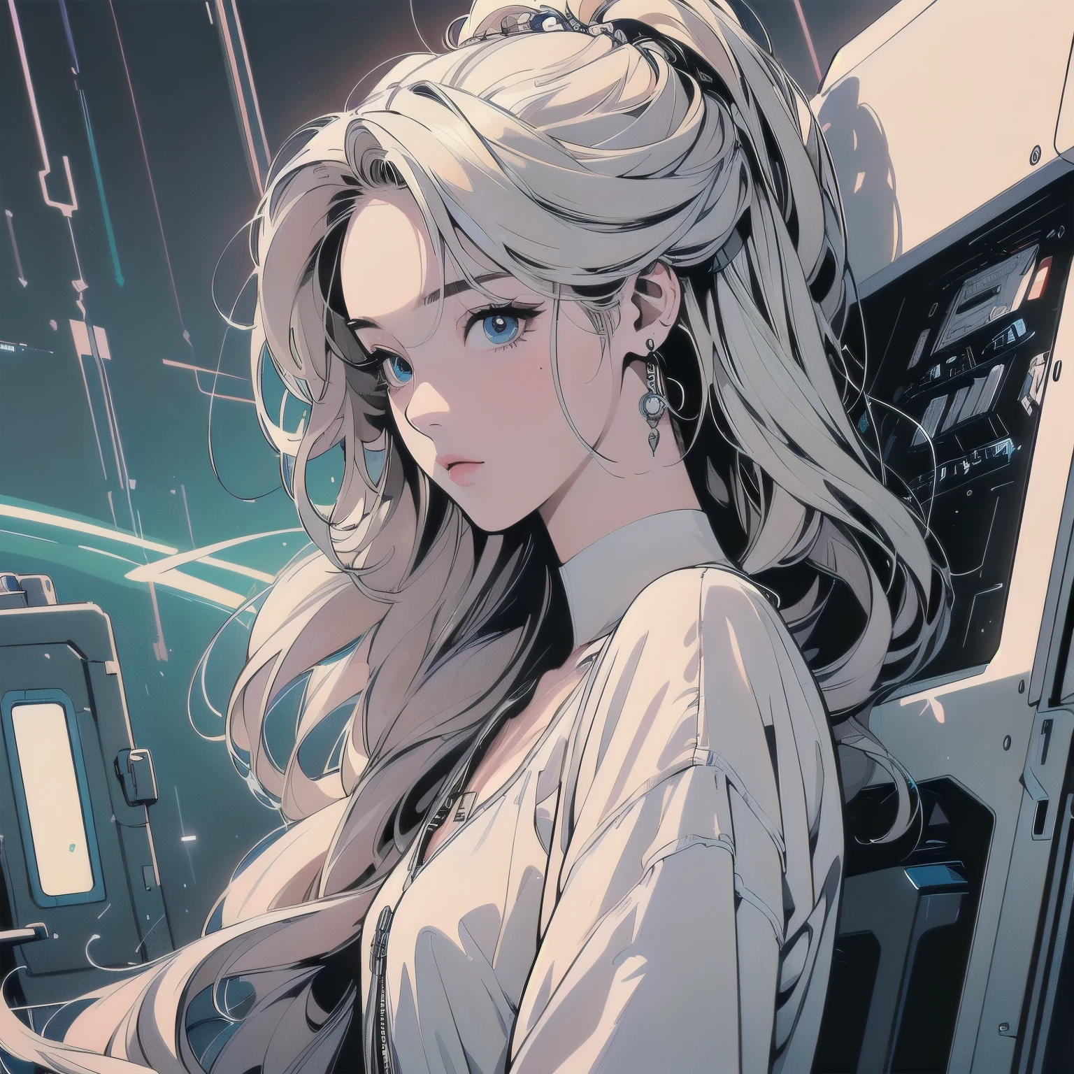 (((masterpiece, Highest quality)))、(((32K Wallpapers)))、The most detailed machine、(((最も完全で詳細な赤いFuturistic machineと女性)))、The most detailed background、(((Flat Chest)))、(((Many complex,Sophisticated,Futuristic machine)))、head shot,((((More Angles))))、((pale colour))、A perfect machine、(((The most perfect machine of the future)))、Detailed Hair、anime、Beautiful woman with perfect features、goddess