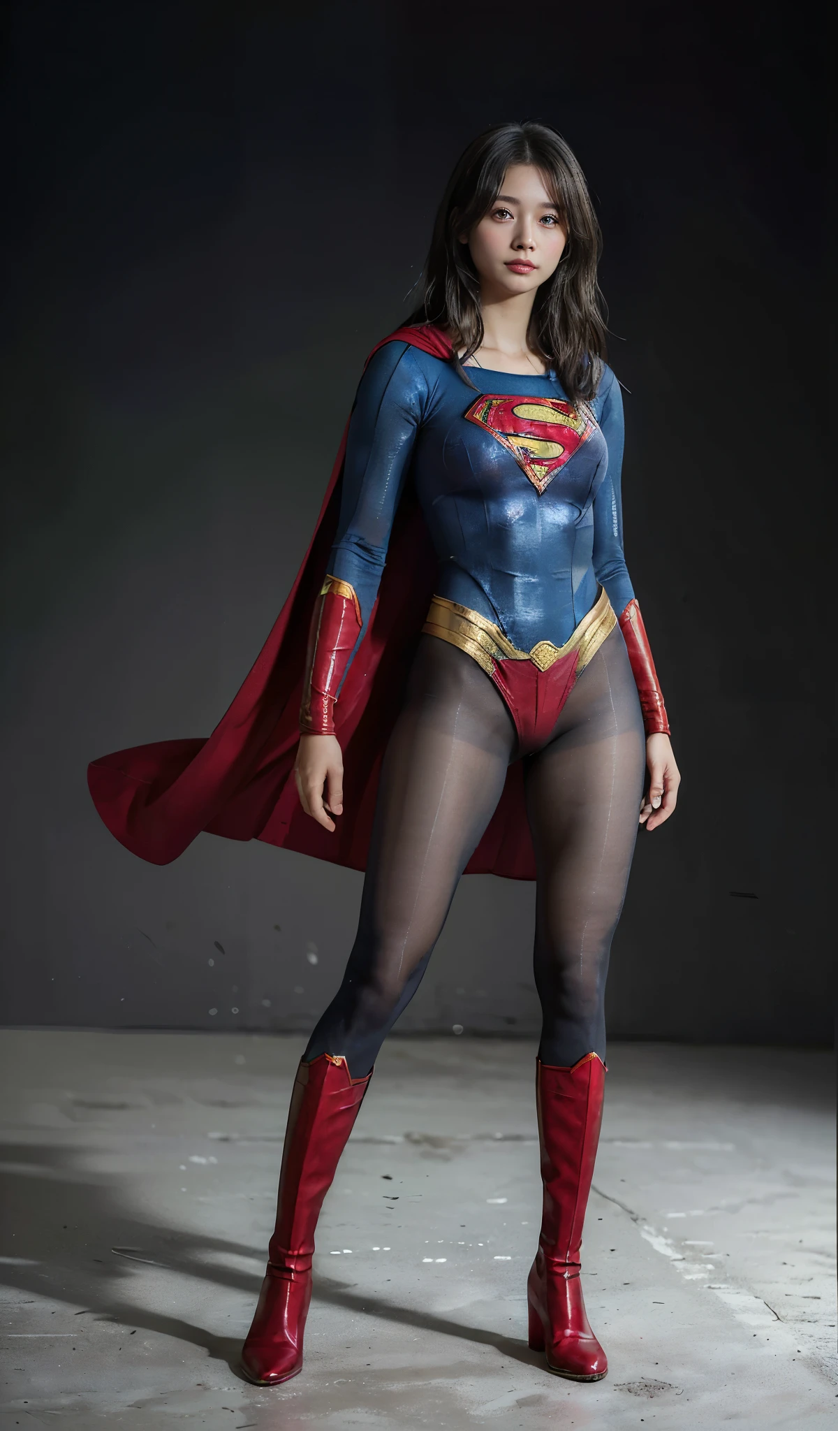 No background、(((Beautiful short haircut)))、(((Beautiful legs in black tights.)))、(((Legally express the beauty of your smile)))、((((Make the most of your original images)))、(((体にぴったりフィットするSupergirl Costume)))、(((Supergirl Costume)))、(((short and beautiful hair)))、(((suffering)))、(((Please wear black tights....、Wear red boots)))、((Best image quality、8k))、((Highest quality、8k、masterpiece:1.3))、(((Preserve background )))、Sharp focus:1.2、Beautiful woman with perfect figure:1.4、Slim Abs:1.2、Wet body:1.5、Highly detailed face and skin texture、8k