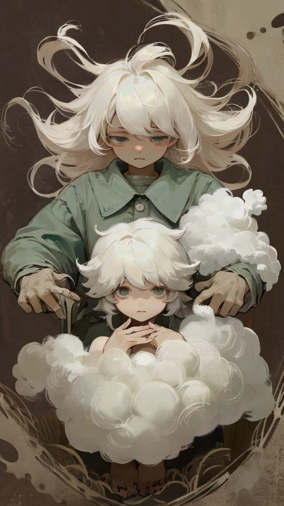(low quality,worst quality:1.4),extra limbs,missing limb,extra digit,fewer digit,missing digit,missing finger,fused fingers,mutated hands and fingers、 1. Character Design: • face: With half-open, gentle eyes、A blank, unmotivated look。Although relaxed、A somewhat dazed atmosphere。 • Hairstyle: Fluffy and soft hair like sheep's wool。The color is light cream。 • Costumes: Fluffy pajamas。The material is as soft as a cloud、Pastel light shades。Tops and bottoms are all together、Warm impression。 • Little lamb's ears peeking out from under her hair。 • accessories: Soft slippers and、Ram horn headband。 2. Background and atmosphere: • background: Her room。Stuffed toys and cushions scattered around、Beds and sofas are provided、Cozy space。 • Small items: Blankets and pillows、Stuffed sheep。There are magazines and books in the corner of the room.、Coffee cups and snack bags are placed on the counter.。 • Lighting: There are no windows in the room.、Light from lamps, monitors, etc. is illuminating the room。 • atmosphere: Overall it was relaxing、Lazy atmosphere。The colors are based on pale pastel colors.、Emphasise the soft feel。 3. Pose and expression: • Pause: Lying on a bed or sofa、Tapping on a smartphone。Throw out your legs、Stretching out and relaxing。 • expression: He is staring at me with a blank, unmotivated look on his face.。 4. Image Effects: • Light and shadow effects: • Reflect the light from lamps and monitors.、Emphasizes a warm and cozy atmosphere。 • Beds and sofas、Add realistic shadows around the characters、Increases the sense of volume。 • Blur effect: • To focus on the characters、Lightly blur the background。This、The main character stands out。 • Slightly blur the accessories and small items in the foreground.、Make sure the gaze is naturally drawn to the character。 • Glowing Effects: • The light from the smartphone held by the character、Reflects onto faces and hands for a realistic effect。 • Add a soft glow effect throughout the room.、Creates a warm and inviting atmosphere。 • Adding texture: • Fluffy pajamasの質感を強調するために、Depicts the weave and texture of the fabric in detail。 • backgroundのクッションやぬいぐるみなどにもテクスチャーを追加して、Increases realism。 • Color tone correction: • Use pale pastel colors throughout、Maintains a gentle, warm tone。 • Add appropriate highlights and shadows、Add depth to your characters and environments。 • Using filters: • Apply a soft focus filter to the whole image、Creates a soft and dreamy effect。 • Add a vignette effect、Darken the outer edges of the image a bit、Make sure your gaze naturally focuses on the central character。A worldview similar to that of the Persona series、Style、Concept Art、paranoia、colorful、Fluorescent color、Horror